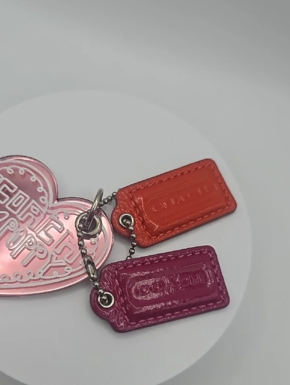 Coach Heart Poppy Pink Keychain/Bag Charm W/ Orange/Magenta Hang Tags (EUC)💕